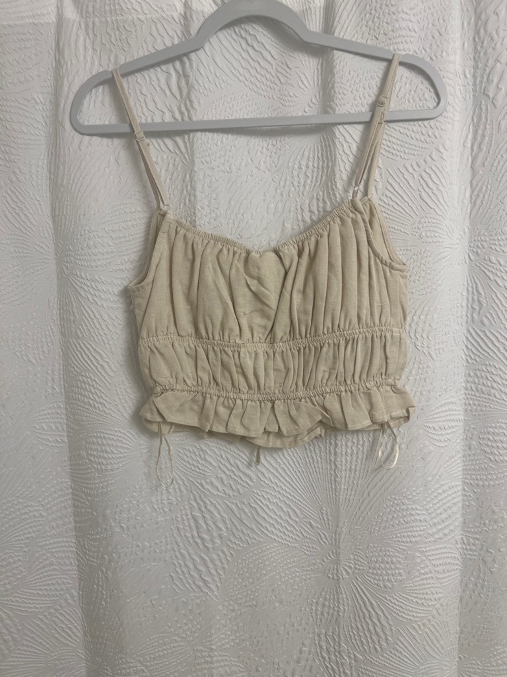 Cream Ruched Drawstring Cami Top - Picture 4 of 8